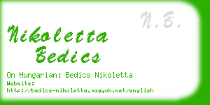 nikoletta bedics business card